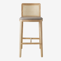 Chaise de bar de luxe en rotin américain, tabouret de bar nordique avec dossier, chaise en bois – Vente en gros