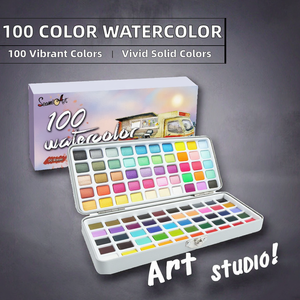 SeamiArt – Nouvelle boîte de 100 aquarelles solides pour artistes, demi-palettes avec étui métallique pour fournitures et papier - Product Image 2