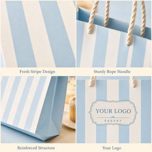 Bolsa <span class=keywords><strong>de</strong></span> Panadería Azul Claro con Rayas <span class=keywords><strong>y</strong></span> Asas, Ecológica, <span class=keywords><strong>de</strong></span> Grado Alimenticio, para Empacar Tartas <span class=keywords><strong>de</strong></span> Huevo <span class=keywords><strong>y</strong></span> <span class=keywords><strong>Hojaldre</strong></span>, con Logotipo Personalizado - Product Image 3