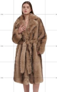 Abrigo largo de piel sintética para mujer, cuello de solapa, cálido, transpirable, grueso, estilo lujo, con cinturón, de piel sintética de zorro, para invierno - Product Image 5