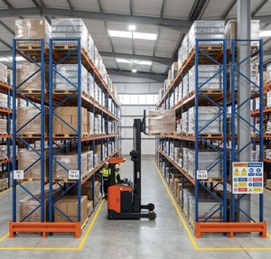 Heavy Duty Blue Powder Coated Steel Pallet Racks 8 Layers Main Sub Structure Industrial Storage Shelves with Pallet Support Bar - Product Image 3