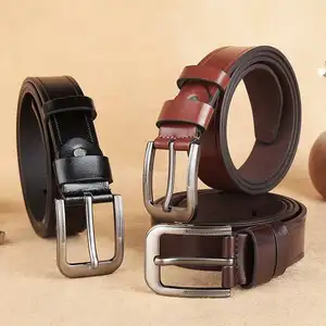 Cinturón de moda para hombre, cinturón de hebilla de aleación informal de negocios de alta calidad, pantalones vaqueros para hombre, pretina Retro marrón