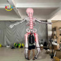 Disfraz Inflable de Esqueleto Fantasma para Desfile de Halloween, Marioneta Inflable con Luz LED