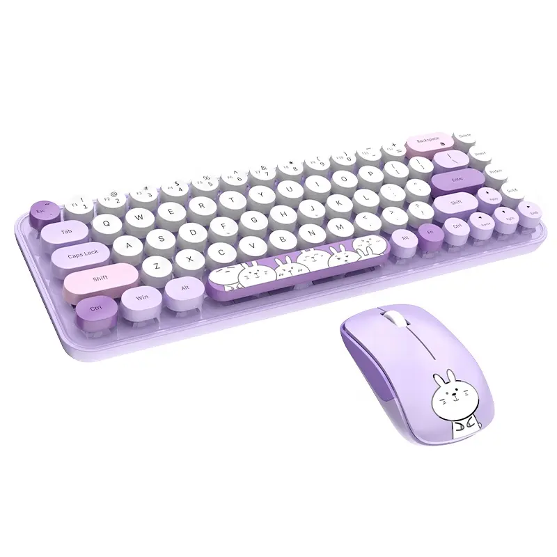 Mini Fashion Design Cute Round Key Keyboard For Girls And Kids Gift Wireless Keyboard and mouse set