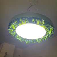Lustre suspendu LED rond creux de couleur macaron, design biophilique, plante artificielle, pour la décoration intérieure