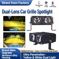 Projecteur LED ultra-mince à faisceau haut/bas, lampe antibrouillard à grille laser dissimulée, éclairage de voiture tout-terrain