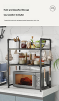 Étagère de rangement métallique monocouche pour four à micro-ondes, avec crochets de cuisine et support pour baguettes et couteaux, finition laquée, pour salon