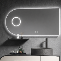 Miroir de salle de bain LED sans cadre rétroéclairé, anti-buée, avec capteur tactile, fixation murale, éclairage doux pour hôtel et maison