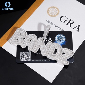 Custom Name Moissanite <b>Pendant</b> <b>Solid</b> 925 Sterling Silver <b>Gold</b> Plated VVS GRA Moissanite Themed Letter Iced Out Hip Hop Jewelry - Product Image 3