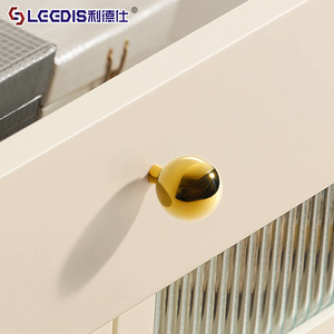 Lgedis Brass Spherical Cabinet <b>Knobs</b> Chrome Plated Gold <b>Silver</b> Modern Wardrobe <b>Drawer</b> Handles Single Hole Furniture Hardware - Product Image 2