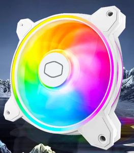 Ventilador de chasis Cooler Master HALO negro y blanco ARGB, paquete de 3, 12 V CC, 4 pines PWM, rodamiento de fluido, disipador de calor de cobre y plástico, iluminación LED colorida - Product Image 3