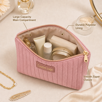 Pochette cosmétique en velours néerlandais personnalisée, grande capacité, trousse de maquillage de voyage, organiseur de toilette, porte-monnaie à fermeture éclair, pochette pour femmes