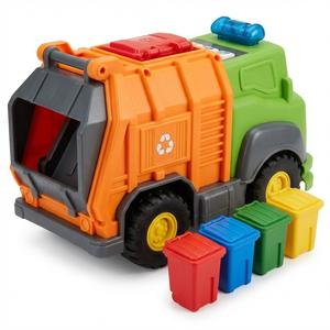 <span class=keywords><strong>Camion</strong></span> <span class=keywords><strong>poubelle</strong></span> jouet éducatif à friction avec lumières et sons, 4 couleurs, poubelles de recyclage, simulation EPT - Product Image 1