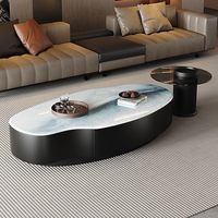Table basse ovale moderne en pierre frittée de luxe italienne, durable, décorative, simple, pour la maison