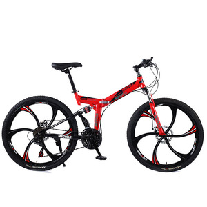 29 26'' Zoll <span class=keywords><strong>21</strong></span>-Gang Faltbares Mountainbike Herren Rot Doppelkettenblatt Scheibenbremsen Stahlgabel Federungsgabel für Erwachsene Männer Frauen - Product Image 1