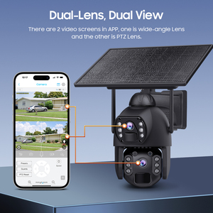 Caméra de sécurité solaire PTZ 4G WiFi AOV avec projecteur, en métal, étanche IP66, H.265, 10W, <span class=keywords><strong>20100mAh</strong></span>, double objectif grand angle, PIR, carte mémoire - Product Image 2