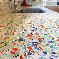 Vente en gros de gravier coloré en verre concassé pour le fond des aquariums, comptoirs en terrazzo de cuisine, décoration extérieure et intérieure, et cheminée