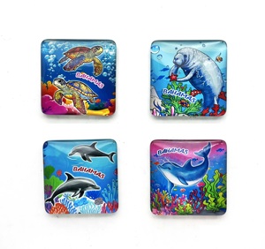 Imanes de nevera de vidrio personalizados con forma de abanico cuadrado, para uso doméstico tradicional, con logotipo personalizado, tortuga marina, regalos de las Bahamas, hechos a mano, ecológicos - Product Image 3