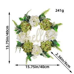 Alta Qualidade 40cm Artificial Flower Wreath Casamento Festivo Home Decor Porta Pendurado Artificial Hortênsia Grinaldas