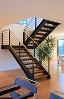 CBMmart Escalier à cordes Design minimaliste Marches antidérapantes en bois massif Marchepieds en verre Escaliers droits