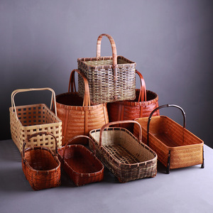 Handmade <b>Bamboo</b> Woven <b>Basket</b> Rectangle Kitchen Storage <b>Basket</b> With Rattan Handle For Neatening - Product Image 2