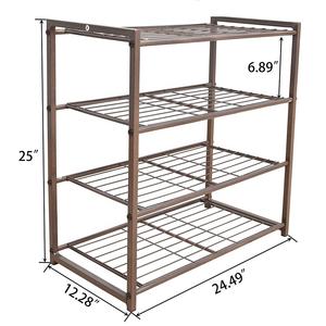 Organizador de zapatos de rejilla metálica de 4 niveles Zapatero independiente Almacenamiento de estante de torre de zapatos de 25 pulgadas - Product Image 2