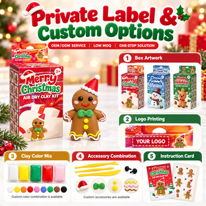 Christmas Gingerbread Man Air Dry Modeling Clay Kit for <b>Kids</b> Holiday Creative Play Gift with Tools OEM Custom Packaging - Product Image 4
