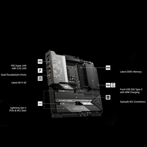 Msi Meg z790 thần thánh Max Wifi Máy tính để bàn Bo mạch chủ LGA 1700 z790 SATA 6 Gb/giây mở rộng <span class=keywords><strong>ATX</strong></span> DDR5 Hỗ trợ <span class=keywords><strong>Intel</strong></span> 12th/13th/14th <span class=keywords><strong>CPU</strong></span> - Product Image 5