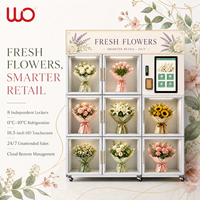 Distributeur automatique de fleurs fraîches réfrigéré avec casiers en verre indépendants pour une vente au détail 24h/24 et 7j/7 sans surveillance