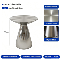 Ensemble table et chaises rondes en acier inoxydable SEM, style moderne et minimaliste, pour café, salon, bar commercial