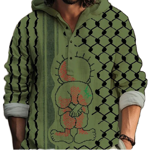 Camisa Tejida con Capucha y Cierre de Cremallera de Manga Larga 3D, Diseño Palestino, Moda Invierno 2025, Venta Caliente, Impresión Personalizada, Alta Calidad, Unisex - Product Image 1