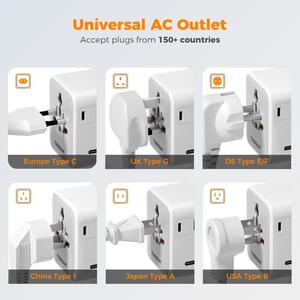 WTA-08 <span class=keywords><strong>TESSAN</strong></span> Universal Südafrika/Namibia/Botswana/Nepal/Mosambik Steckeradapter USB-C zu 2* USB-A 3*USB-C 28W Reiseadapter - Product Image 6