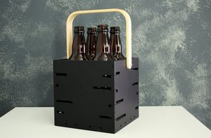 ที่จัดระเบียบสำนักงานไม้โมเดิร์น 4 ช่อง ทำจากไม้อัด CNC พร้อมหูจับทรงนาฬิกาทรายอเนกประสงค์ สลักลายตามสั่ง ผลิตในเวียดนาม - Product Image 2
