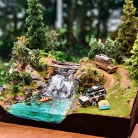 Vitrine de photographie de bac à sable miniature fait à la main 30*40cm personnalisé 1/64 échelle Land Rover Camel trophée scène pour les amateurs