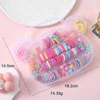Lot de pinces et élastiques à cheveux coréens pour enfants, motifs dessin animé, simples, colorés et sans couture, accessoires capillaires pour bébés