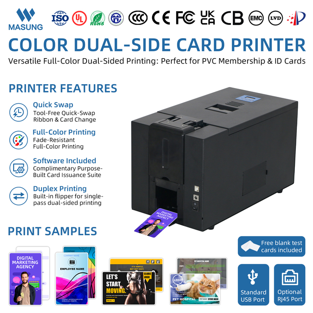 MASUNG Best-selling S22K Desktop Single-Sided Double-Sided PVC Card Printer for ID Cards