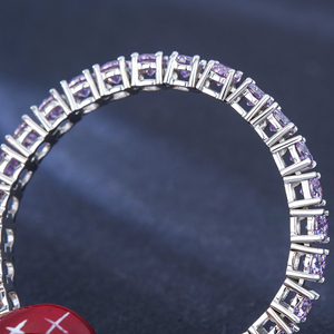 Pulsera de tenis de moissanita VVS púrpura de corte brillante con engaste de garra de 2MM 3MM, de oro blanco, joyería de compromiso, nueva, de lujo y de moda, personalizada - Product Image 4