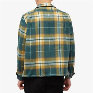 OEM personalizzato <span class=keywords><strong>verde</strong></span> colletto classico bottoni anteriori a maniche lunghe Flankets con orlo piatto Plaid petto <span class=keywords><strong>camicia</strong></span> <span class=keywords><strong>giacca</strong></span> da uomo - Product Image 2