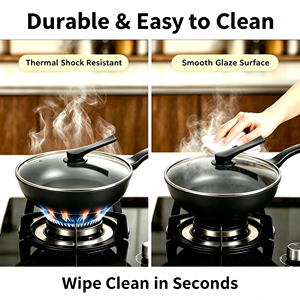 <span class=keywords><strong>Wok</strong></span> en céramique pleine, non revêtue, de 33 cm, poêle à frire en céramique solide pour cuisinière à gaz, sûre et saine - Product Image 4