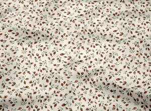 Tela Estampada 100% Algodón con Diseño de Pequeñas Flores Rojas para Ropa de Cama de Bebé - Product Image 2