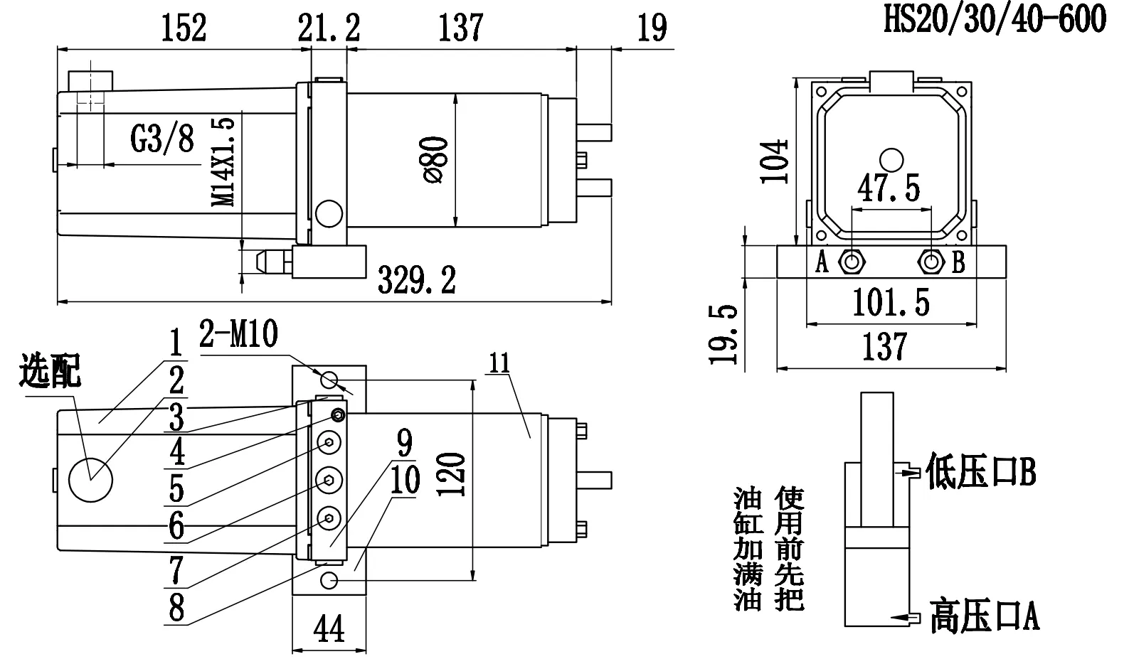 Nuevo sistema hidráulico pequeño de 20Mpa 24V/48V DC Power Unit 800W estación hidráulica de potencia