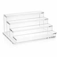 Présentoir surélevé en acrylique transparent personnalisé pour parfums et cosmétiques, support de comptoir de vente au détail, étagère avec panneau pour logo OEM