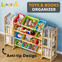 Organizzatore per Giocattoli a 6 Ripiani con 12 Contenitori Multicolore e Design a Libreria, Scaffale Unisex per Bambini per Sala Giochi e Uso Domestico
