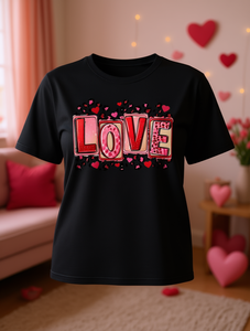 Camiseta Casual para Mujer Talla Grande, Diseño de Letras de Amor y Corazón de Leopardo, Cuello Redondo, Manga Corta, Tejido de Punto, para Todas las Temporadas - Product Image 2