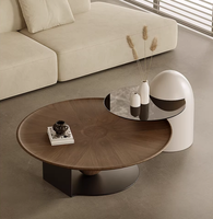 Ensemble de tables basses en bois réglables modernes, design minimaliste italien, table ronde pour petits salons