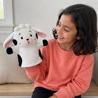 Marionnette de main personnalisée en forme de vache mignonne, en peluche douce, interactive, pour l'éducation précoce, jeu parent-enfant, vente en gros, cadeau pour enfants