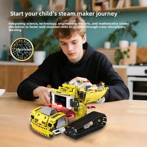 Excavatrice compatible <span class=keywords><strong>Lego</strong></span> avec mini-blocs de construction, robot d'ingénierie LED 5 modèles, télécommande + application programmable, double contrôle RC, jouet - Product Image 4