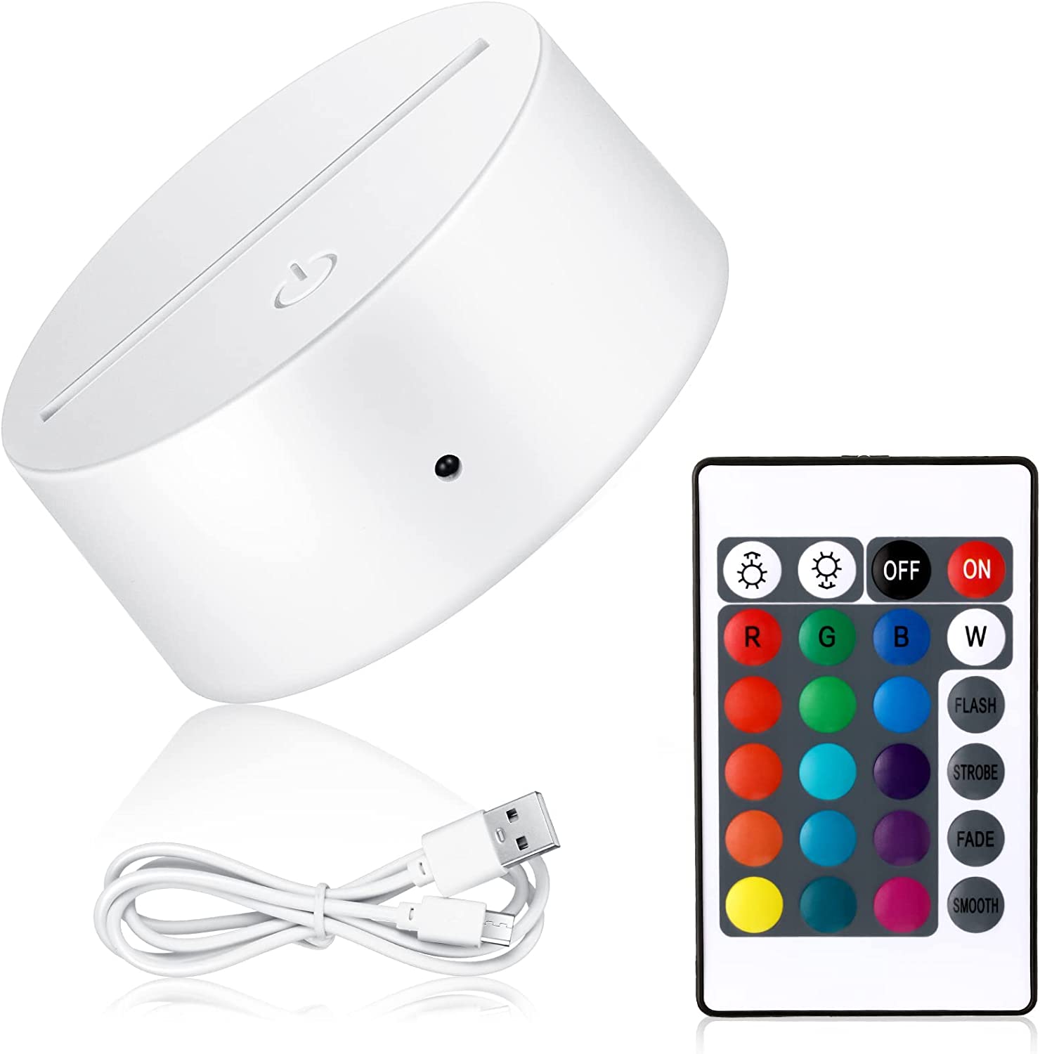 Base De Lámpara LED 3D Con Control Remoto - 16 Colores, USB, Navidad