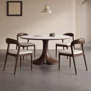 Silla de Comedor Rectangular Pequeña de Madera Maciza de Nogal Negro de Lujo Retro para Uso en Hoteles - Product Image 3