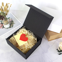 Custom Handmade Logo Recycled Cardboard Packaging Magnetic Closure Black Foldable Paper Gift Boxes for Shoe Clothes